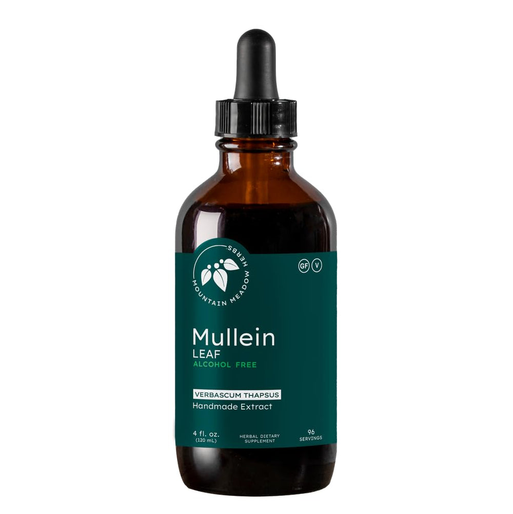 Mountain Meadow Herbs Mullein Leaf Extract bottle shows a smooth tincture for daily use