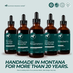 Label detail of Mountain Meadow Herbs Respiratory showing the seven‑herb blend.