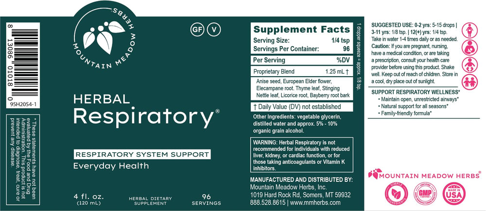 Bottle on shelf suggesting natural respiratory support from Mountain Meadow Herbs.