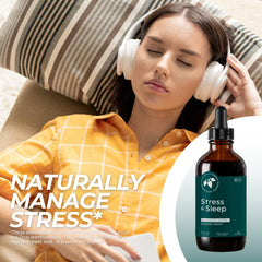 Mountain Meadow Herbs Stress & Sleep dropper for controlled dosage and calmer evenings.