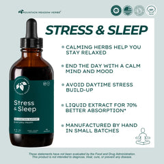 Mountain Meadow Herbs Stress & Sleep drops ready to support relaxed moments before bed.