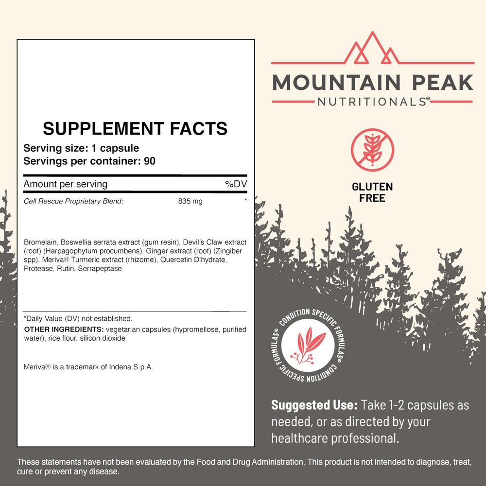 Mountain Peak Cell Rescue packaging with clear ingredient labeling