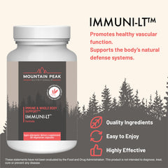 Immuni-LT bottle label close-up highlighting antioxidant and mineral blend.