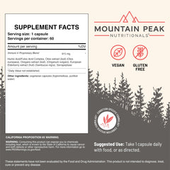 Mountain Peak Immuni-V capsules close-up highlighting vegetarian capsules