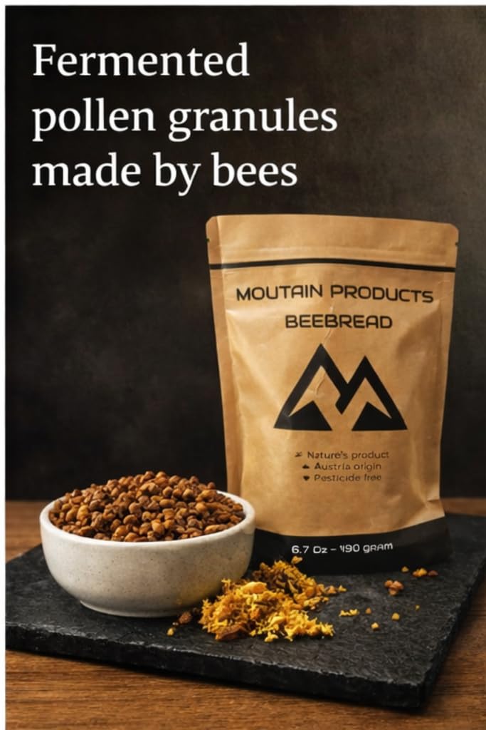 Mountain products BeeBread fermentation close view reveals artisanal processing.