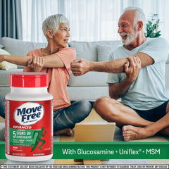 Move Free Advanced capsules closeup—glucosamine and chondroitin for joint support.