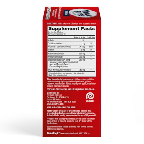 Move Free TamaFlex formulation label highlighting TamaFlex