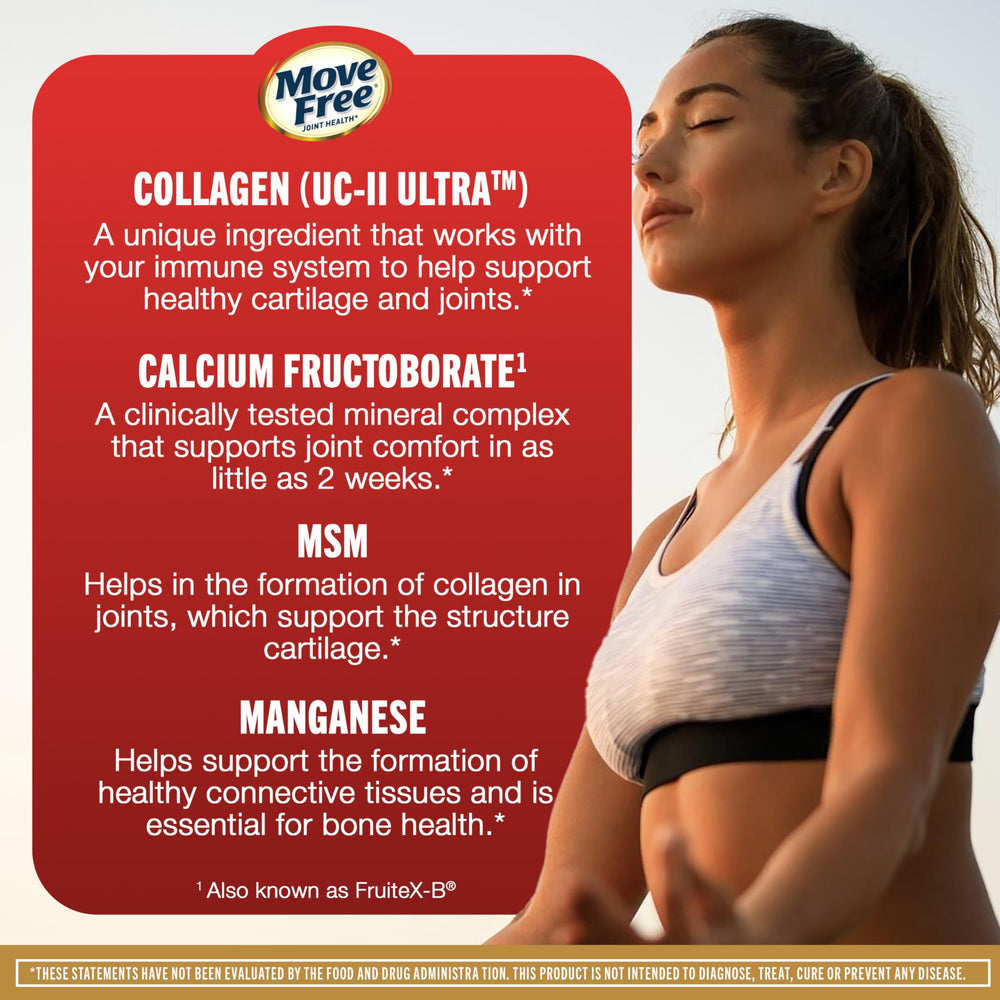 Move Free Ultra Pro bottle back label highlights UNIFLEX.