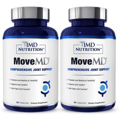 MoveMD Joint Health bottle with capsules for daily mobility support.