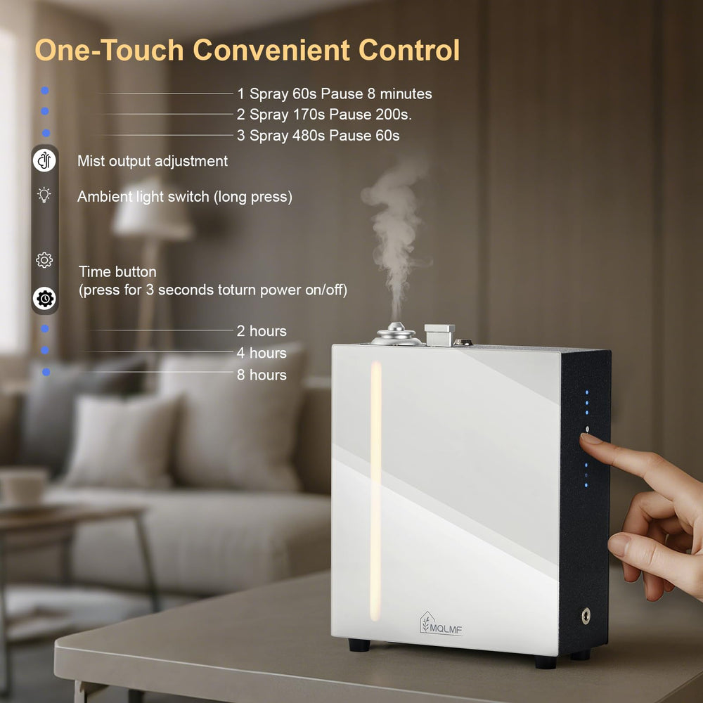 MQLMF diffuser app control screen showing SCENTLIFE connectivity