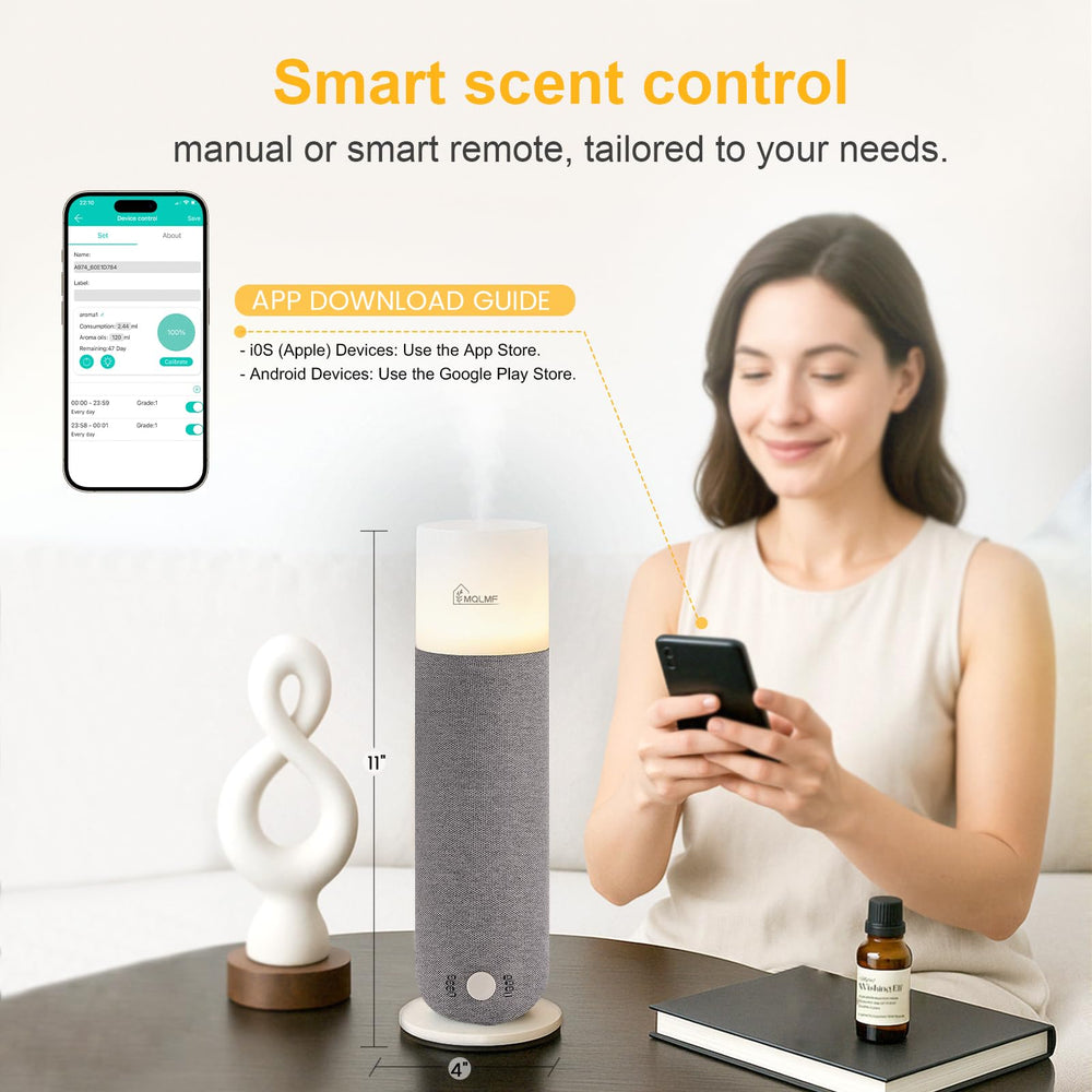 MQLMF diffuser covers up to 1000 sq ft for larger rooms.