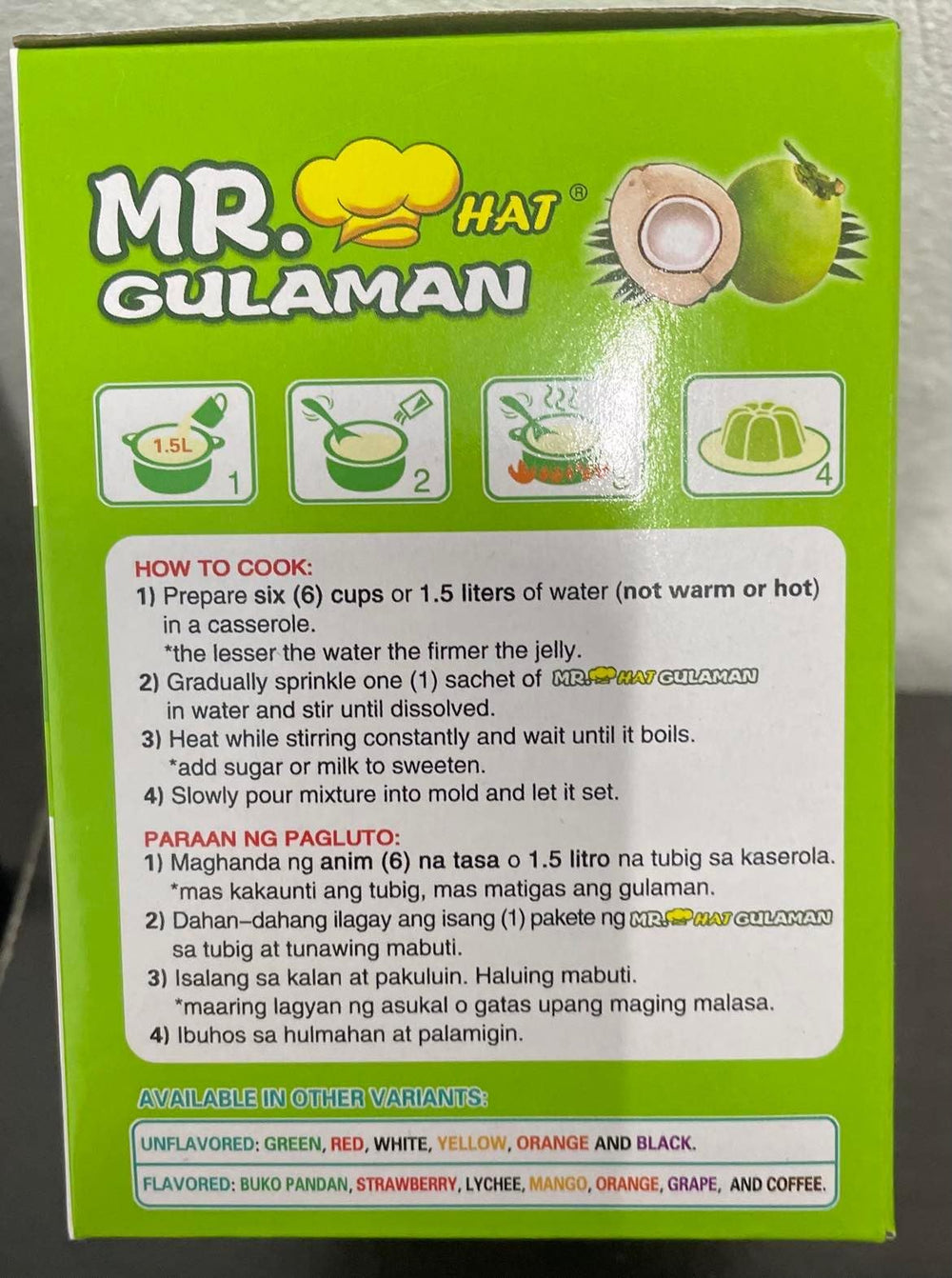 Prepared jelly with Mr Gulaman powder creates coconut pandan dessert