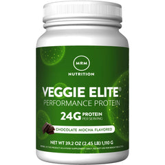 MRM Veggie Elite Protein Chocolate Mocha bottle—vegan protein for energy support.