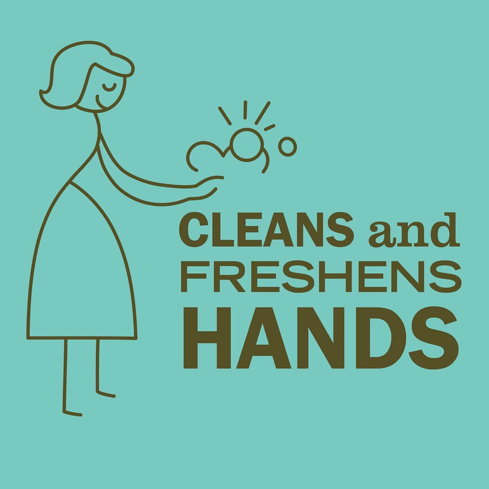 Mrs. Meyer's Basil sanitizer in action, easy spray dispense for quick clean.