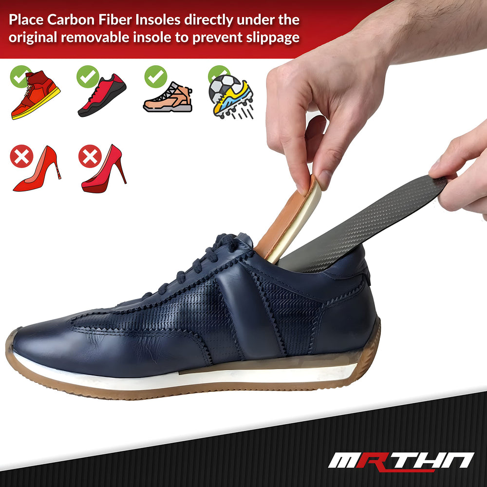 MRTHN carbon fiber insole packaging with product-ready presentation