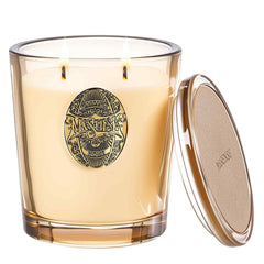M&SENSE Cheer Champagne & Gold candle in a glass jar for warm, festive ambience.
