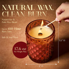 M&SENSE Dark Rose & Amber candle glow to suggest long-lasting fragrance in a room.