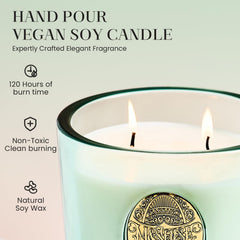 M&SENSE dual-wick soy candle delivers clean burn with neon blue glow for modern decor