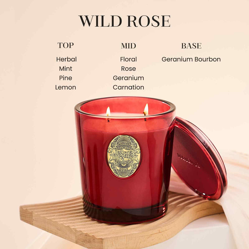 M&SENSE large candle, dual wicks, smoke-free burn, rich fragrance
