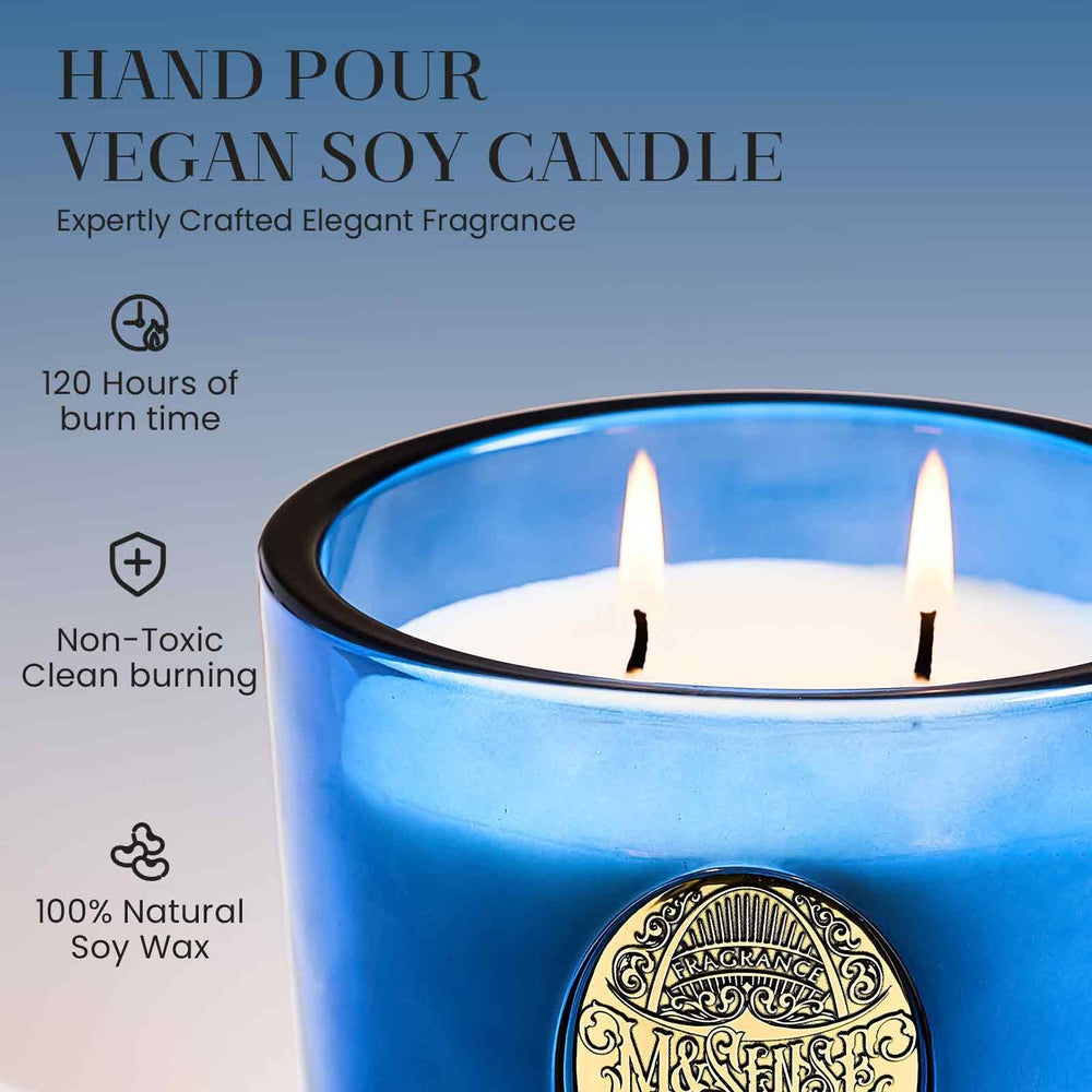 M&SENSE large two-wick summer candle visual 2 demonstrates soot-free burn for clean ambiance