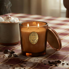 M&SENSE candle lit in living room creates cozy ambiance