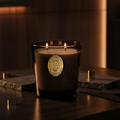 MSENSE oud wood black candle jar burn-time visual showcasing long-lasting aroma