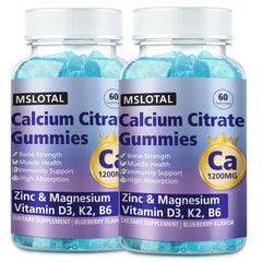MSLOTAL Calcium Citrate Gummies bottle shows easy daily supplementation for bone and muscle support.