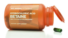 Mt. Angel Vitamins HCl Betaine bottle with label for digestion support
