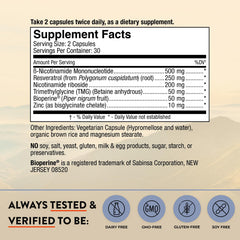 Mt. Angel NMN NR capsules closeup in vegetarian formula