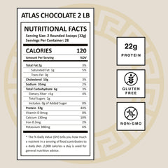 Mt. Athos Atlas scoop beside chocolate powder for easy, measured servings