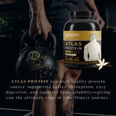 Mt. Athos Performance Atlas Vanilla Protein Powder athlete-use lifestyle shot.