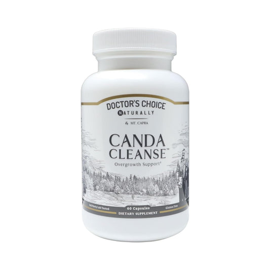 Mt. Capra CandaCleanse bottle highlights multi-blend formula for digestive balance