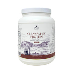 Mt. Capra Clean Whey Protein chocolate 1lb packaging emphasizes grass-fed undenatured whey.