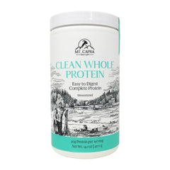 Mt Capra Clean Whole Protein bag front highlights a simple, single-ingredient formula.