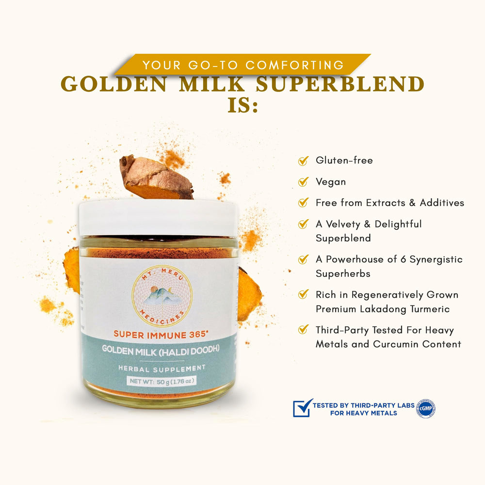 Mt. Meru Medicines saffron-cardamom blend aroma enhances mood and flavor in Golden Milk