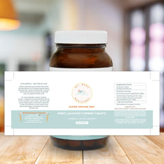 Mt. Meru turmeric tablets jaggery binder closeup emphasizes natural binding method.
