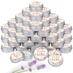 MTLEE baby girl shower candle tin 50pc pack for stylish party favors