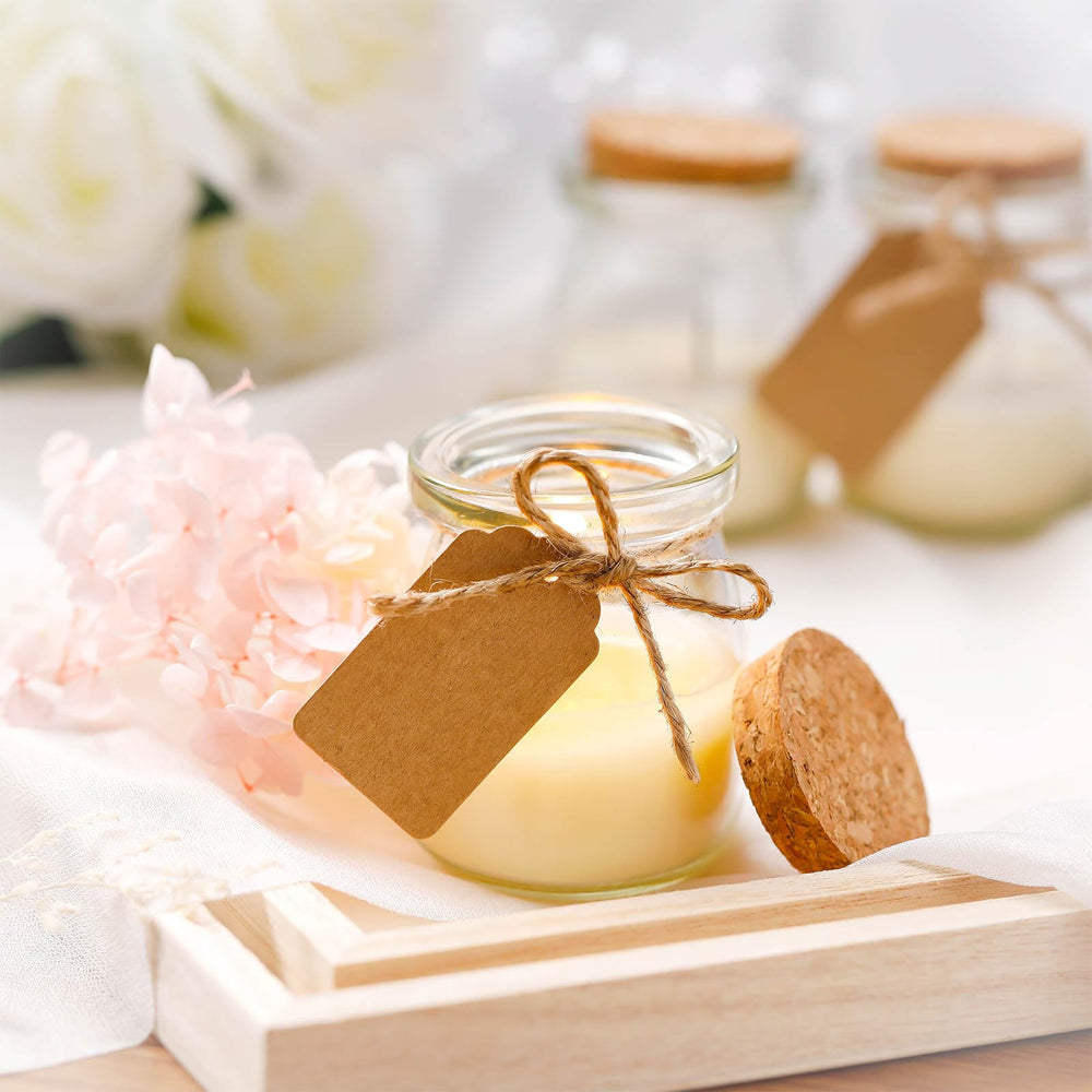 MTLEE jasmine candle jar close-up highlights the cotton wick and clean wax.