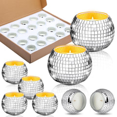 MTLEE disco ball candle packaging shown with safe compartments for shipping