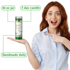 MTLEE green wax candle with herbal essence and real botanicals for prosperity rituals