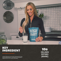 MTN OPS Collagen To-Go Stick stirred into a smoothie for joint-supporting nutrition
