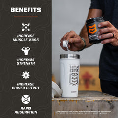 MTN OPS creatine micronized powder label front with serving details
