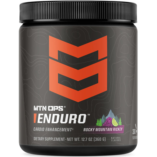 MTN OPS Enduro bottle-front for caffeine-free workout support.