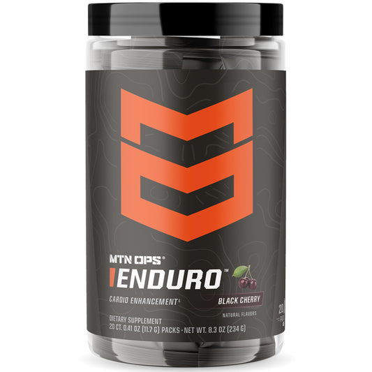 MTN OPS Enduro bottle shown for caffeine-free pre-workout use