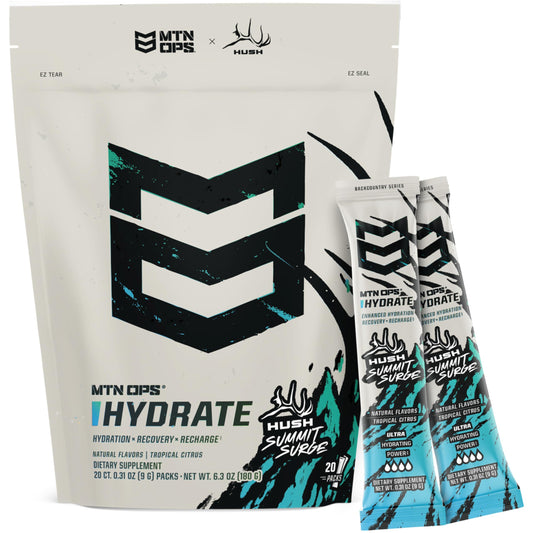 MTN OPS Hydrate sachet packaging for on-the-go hydration.