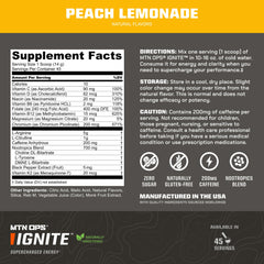 Glass of hydration with MTN OPS Ignite delivering crisp peach lemonade flavor.