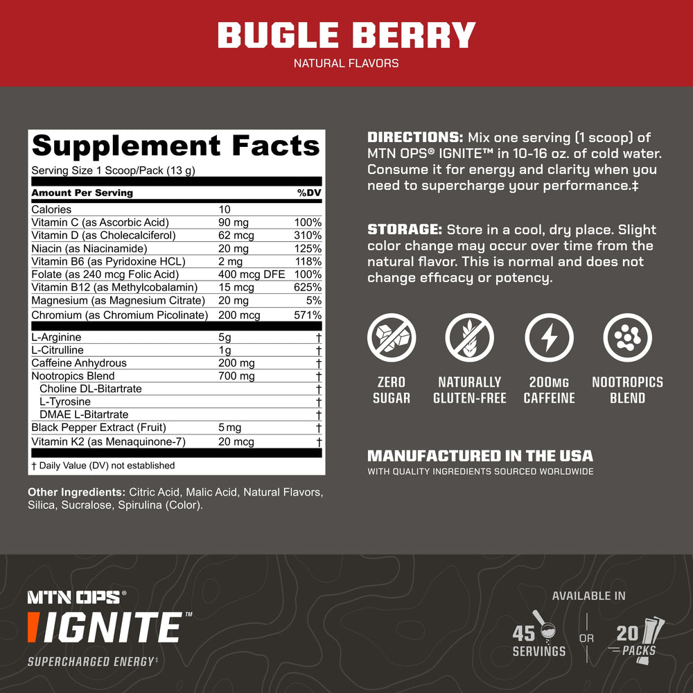 MTN OPS Ignite gluten-free label highlights clean ingredients