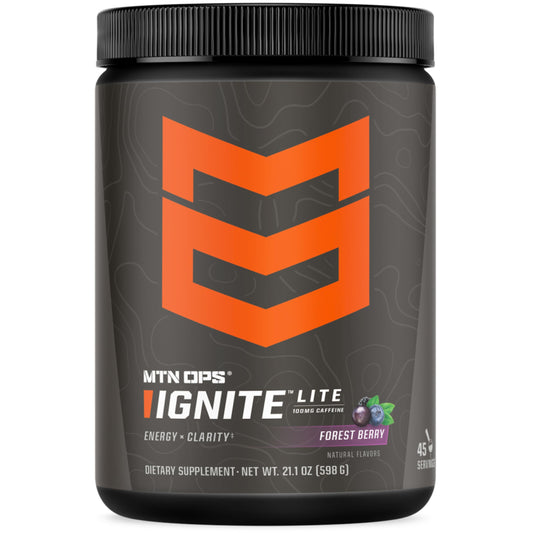 MTN OPS Ignite Lite forest berry tub ready for a clean energy boost.