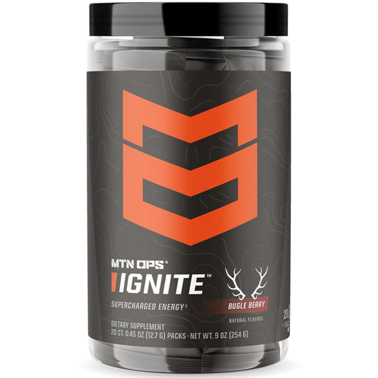 MTN OPS Ignite Trail Packs sachet closeup for quick energizing on the go