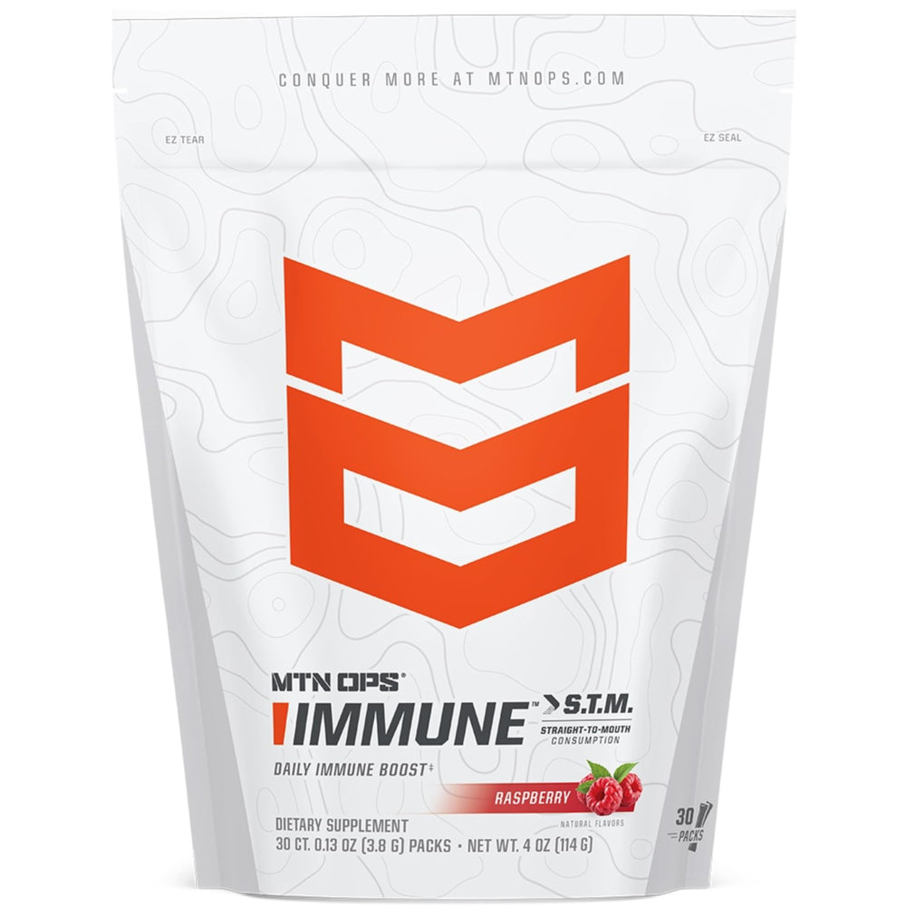 MTN OPS Immune STM tub front for daily immune support on the go.